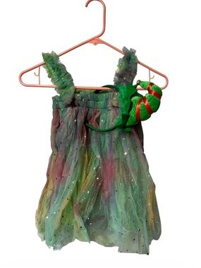 Baby Girls sparkly Christmas Tulle Tutu Sleeveless dress with elf headband size